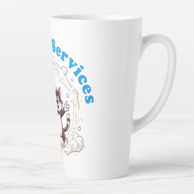 Funny Cat Cleaning with Colorful Feather Brusht Milchtasse (Rechts)