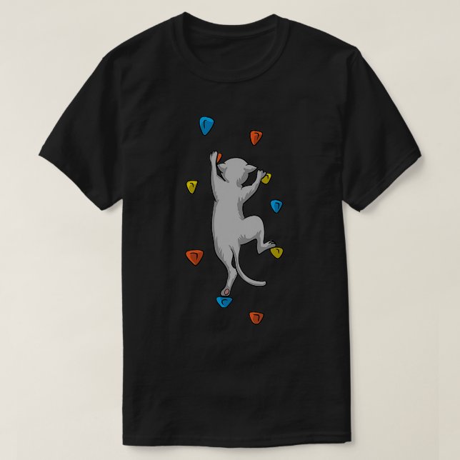 Funny Cat Climber Rock Klettern Geschenk für Männe T-Shirt (Design vorne)