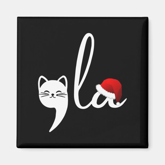 Funny Cat Comma La Kamala Harris Christmas Santa H Magnet (Vorne)