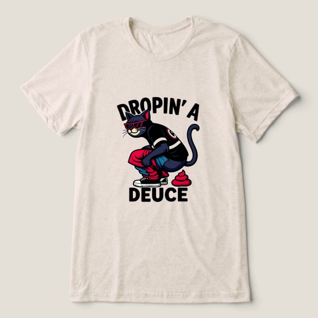 Funny Cat Crapping Tri-Blend Shirt (Design Vorderseite)