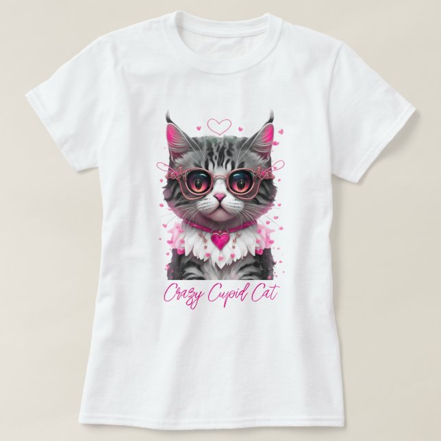 FUNNY CAT "CRAZY CUPID CAT" T-Shirt (Design vorne)