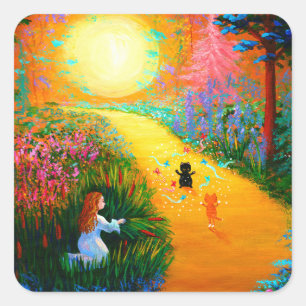 Funny Cat Creationarts Square Sticker