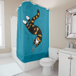 Funny Cat Creature Skeleton Hände Schwimmen Dunkel Duschvorhang