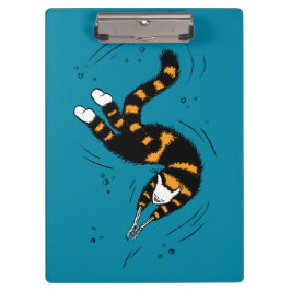 Funny Cat Creature Skeleton Hände schwimmen Dunkel Klemmbrett