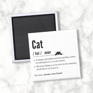 Funny Cat Definition Black & White Square Magnet