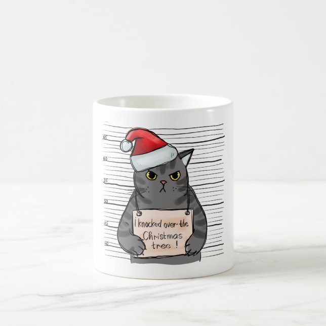 Funny Cat, den ich über Weihnachtsbaum geklopft ha Kaffeetasse (Mittel)