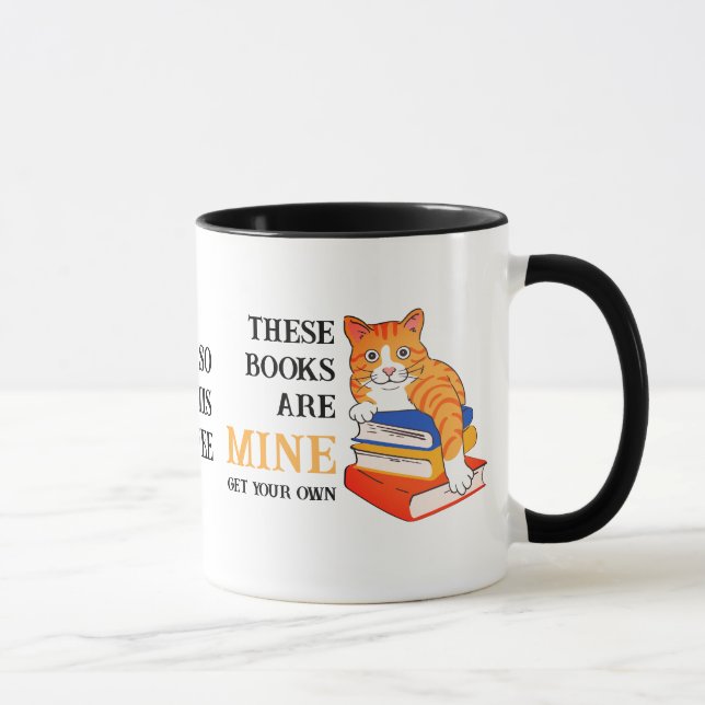Funny Cat DIESE BÜCHER SIND MEINE Liebe lesen Tasse (Rechts)