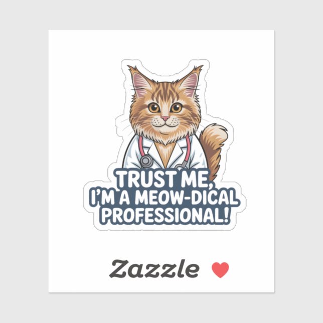 Funny Cat Doctor Animal Humor Illustration Aufkleber (Blatt)