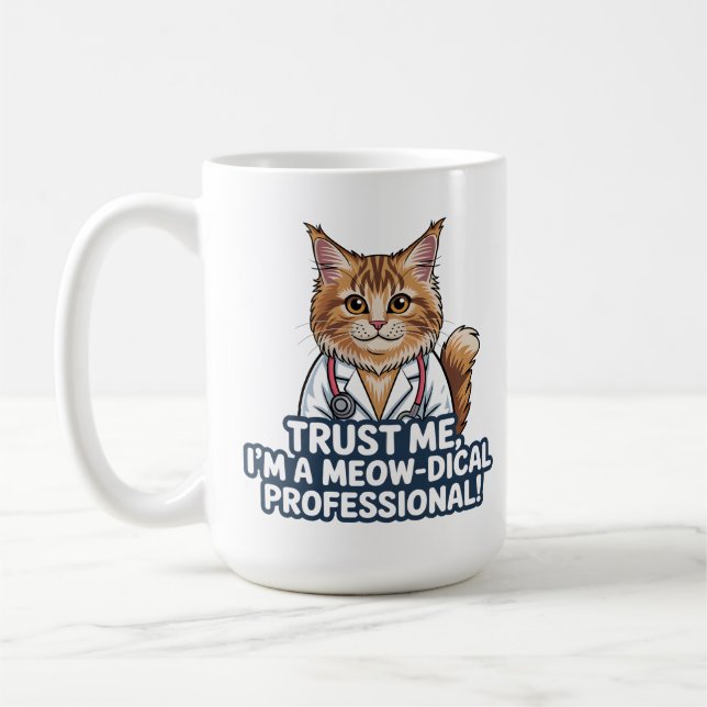 Funny Cat Doctor Animal Humor Illustration Kaffeetasse (Links)