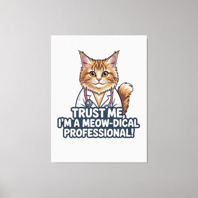 Funny Cat Doctor Animal Humor Illustration Leinwanddruck (Vorderseite)