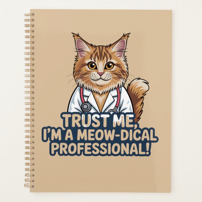 Funny Cat Doctor Animal Humor Illustration Planer (Vorderseite)