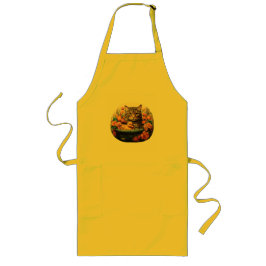 Funny Cat & Duck in einem Korb mit Blume Lange Schürze