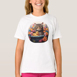 Funny Cat & Duck in einem Korb mit Blume T - Shirt