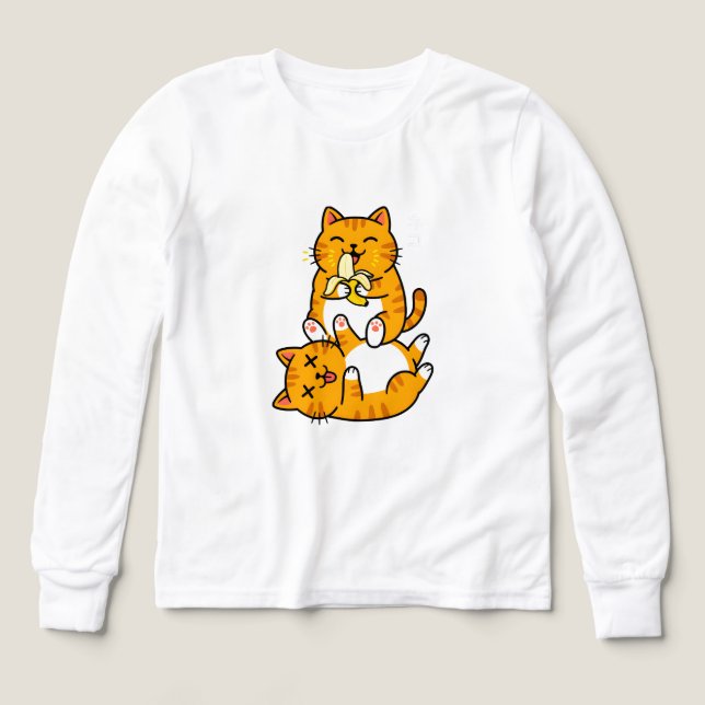 Funny Cat Eating Banana Neko Cute Cartoon Orange (Design Vorderseite)