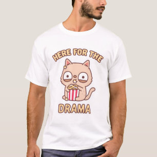 Funny Cat Eating Popcorn hier für das Drama T-Shirt