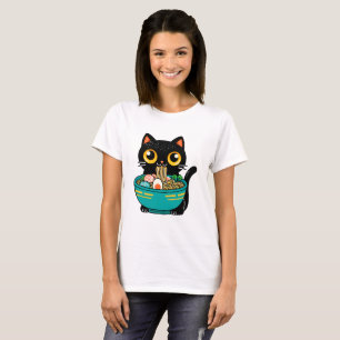 Funny Cat Eating Ramen Japanisch Cat Ramen Noodles T-Shirt