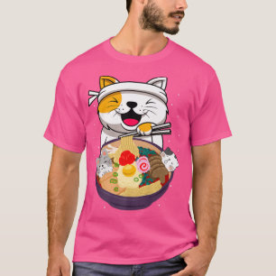 Funny Cat Eating Ramen, japanische Kultur & Ernähr T-Shirt