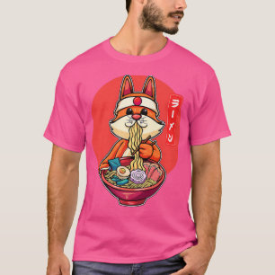 Funny Cat Eating Ramen Niedlich Japanisch Katze Ra T-Shirt