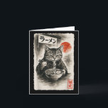 Funny Cat Eating Ramen Noodles Sumi-e Japanisch Ka Karte<br><div class="desc">Funny Cat Eating Ramen Noodles Sumi-e Japanisch Kawaii Anime</div>