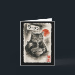 Funny Cat Eating Ramen Noodles Sumi-e Japanisch Ka Karte<br><div class="desc">Funny Cat Eating Ramen Noodles Sumi-e Japanisch Kawaii Anime</div>