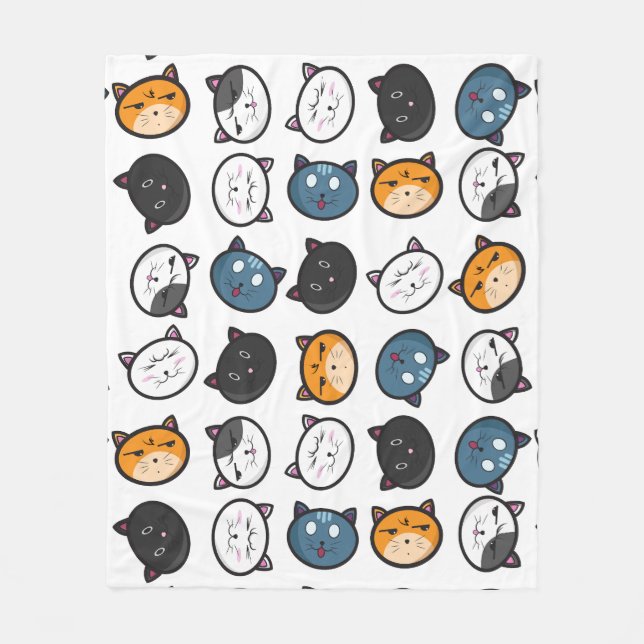 Funny Cat Emoji Fleece Blanket (Vorderseite)