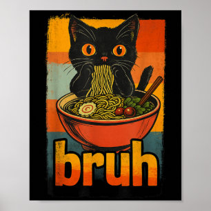 Funny Cat Essen Japanisch Ramen Noodles Männer Fra Poster