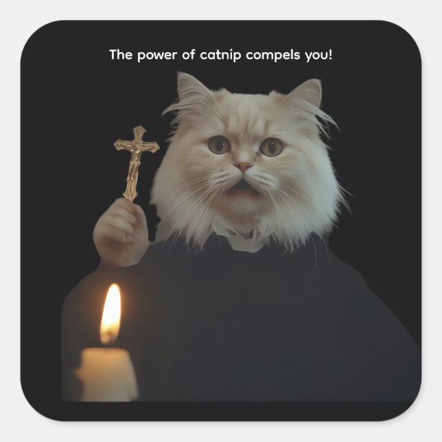 Funny Cat Exorcist Sticker - Catnip Compels You (Vorderseite)