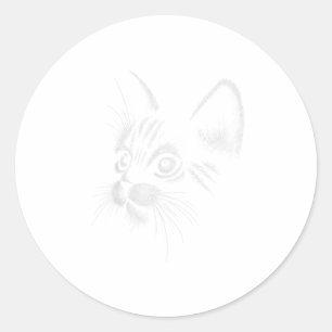 Funny Cat Face Geschenk TShirt Runder Aufkleber