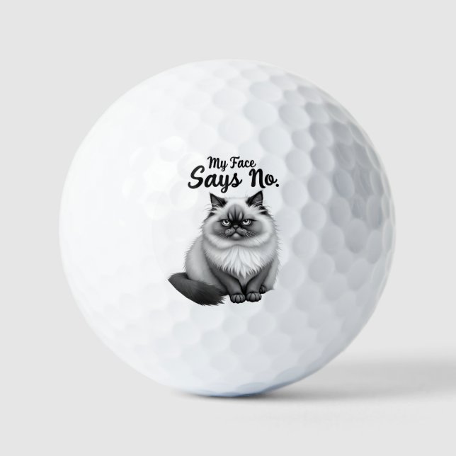 Funny Cat Face Illustration – Minimal Cute Cat Art Golfball (Vorderseite)