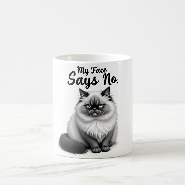 Funny Cat Face Illustration – Minimal Cute Cat Art Kaffeetasse (Mittel)