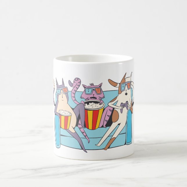 Funny Cat Face with Funky Glasses - Kittens 3D Mov Kaffeetasse (Mittel)