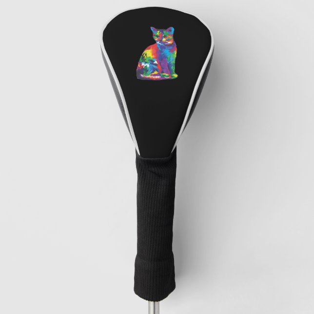 Funny Cat Farben Golf Headcover (Vorderseite)