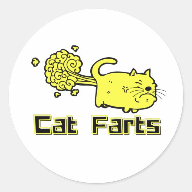 Funny Cat Farts Runder Aufkleber (Vorderseite)