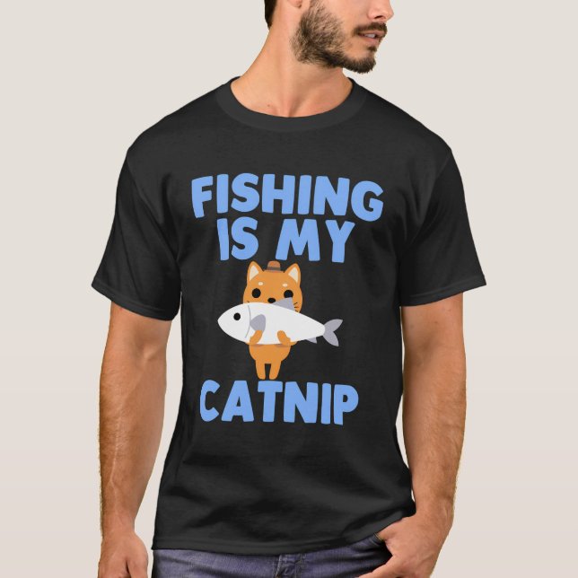 Funny Cat Feline Fishing Animal Lover Fischer Fi T-Shirt (Vorderseite)