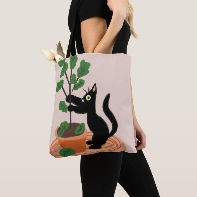 Funny Cat Fig Tree gepunktete Pflanze Hand gezogen (Von Nahem)