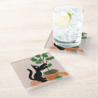 Funny Cat Fig Tree gepunktete Pflanze Hand gezogen