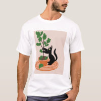 Funny Cat Fig Tree gepunktete Pflanze Hand gezogen