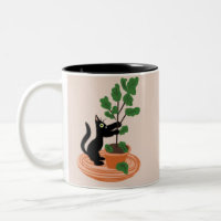 Funny Cat Fig Tree gepunktete Pflanze Hand gezogen