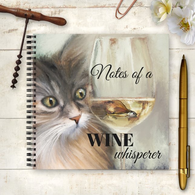 Funny Cat Fine Art Art Lover Notebook Notizbuch (A funny notebook featuring a painting of a cute kitty who found a trophy in her glass of white wine)