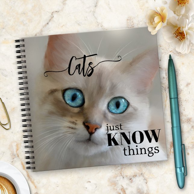 Funny Cat Fine Art Wisdom Notebook Notizbuch (A funny notebook featuring a painting of a cute kitty - funny cat gift)