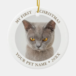 Funny Cat First Christmas Foto Keramik Ornament