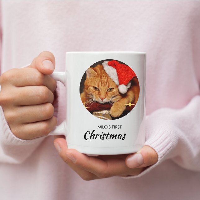 Funny Cat First Christmas Personalisiert Cat Foto Kaffeetasse (Von Creator hochgeladen)