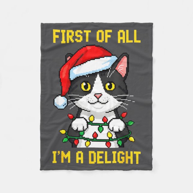 Funny Cat First Of All I'm A Delight Retro Gaming  Fleecedecke (Vorderseite)