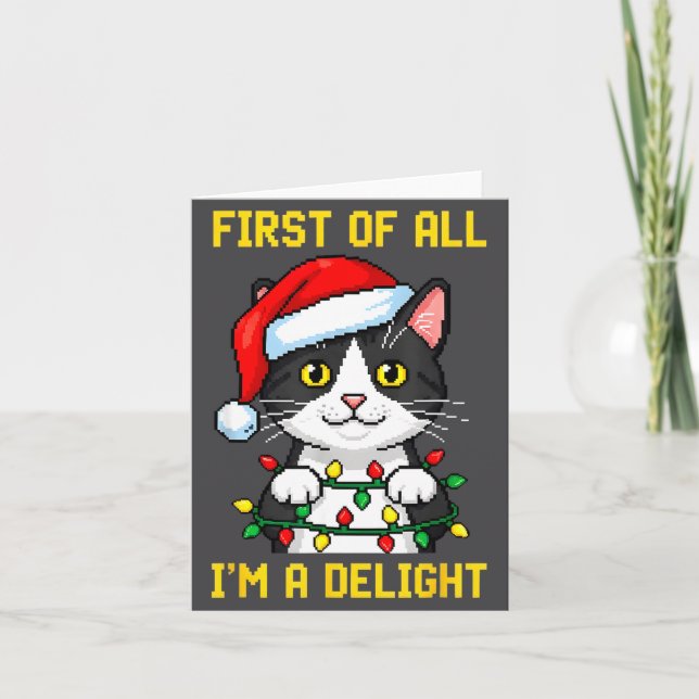 Funny Cat First Of All I'm A Delight Retro Gaming  Karte (Vorderseite)