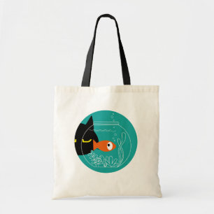 Funny Cat & Fish Tote Bag - Kuro Catto + Kin-chan Tragetasche