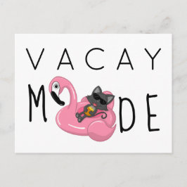 Funny Cat Flamingo Vacay Mode Urlaub Postkarte