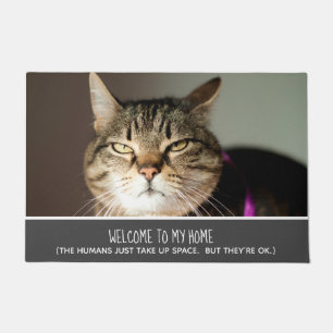 Funny Cat Foto Herzlich willkommen auf meiner Zuha Fußmatte