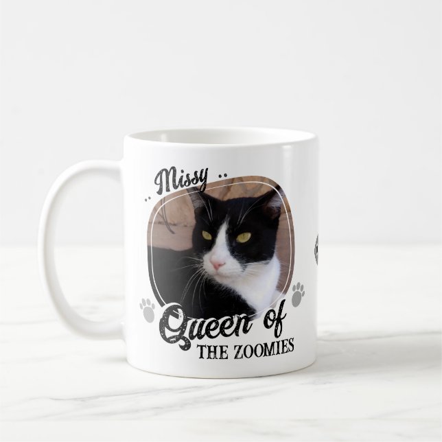 Funny Cat Foto Queen of Zoomies Kaffeetasse (Links)