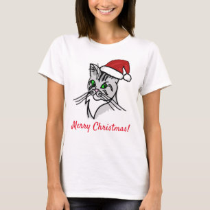 Funny Cat Frohe Weihnachten anpassbar T-Shirt