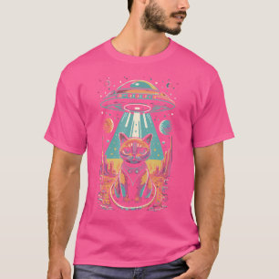 Funny Cat Galaxy Ca Raumschip Alien Cat Ufo T-Shirt